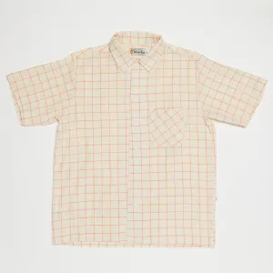 Round Collar Shirt (Orange x Natural)