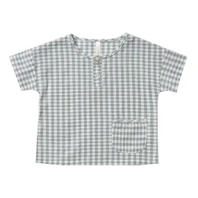 Rylee and Cru Gingham Woven Henley Tee