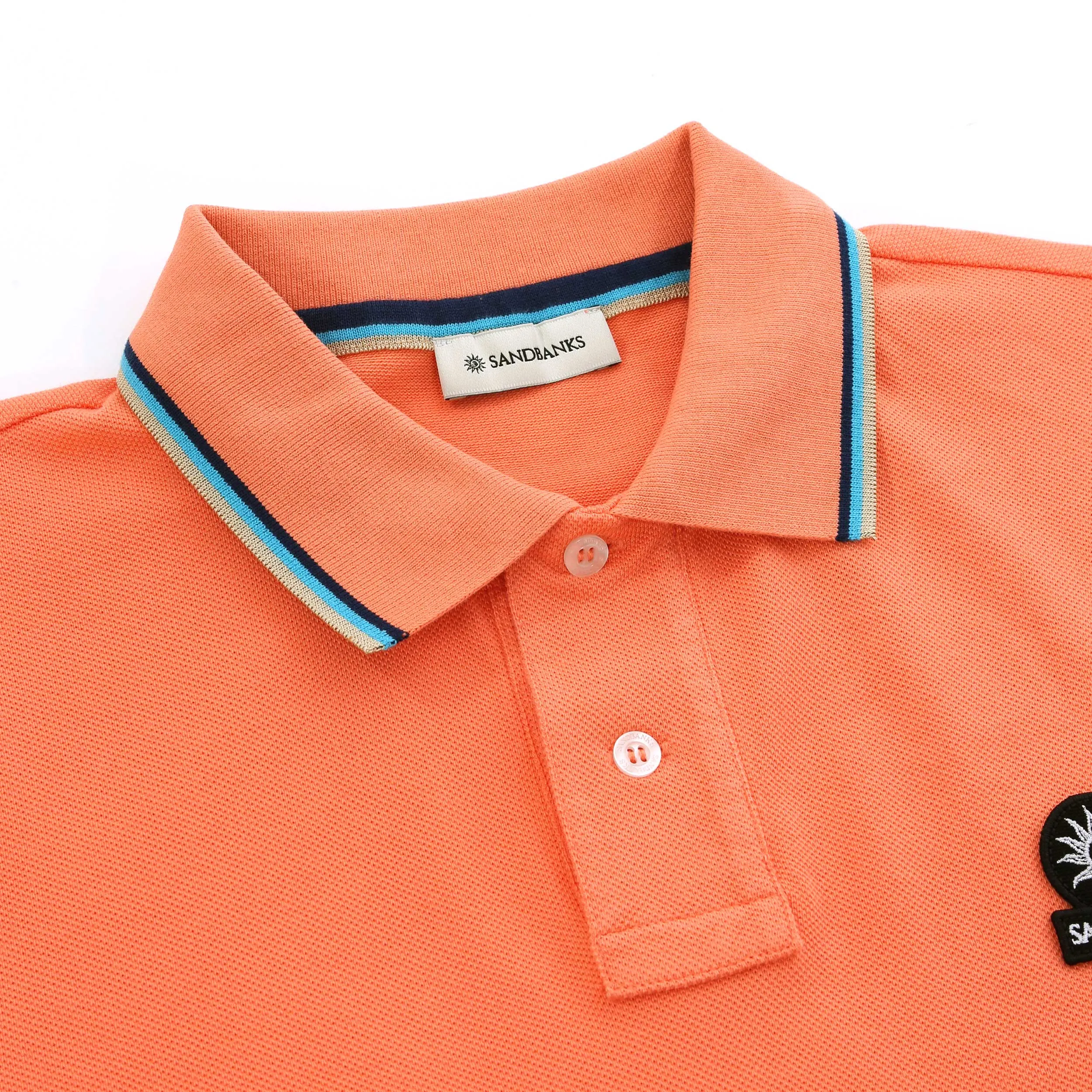 Sandbanks Badge Logo Tipped Polo Shirt in Coral