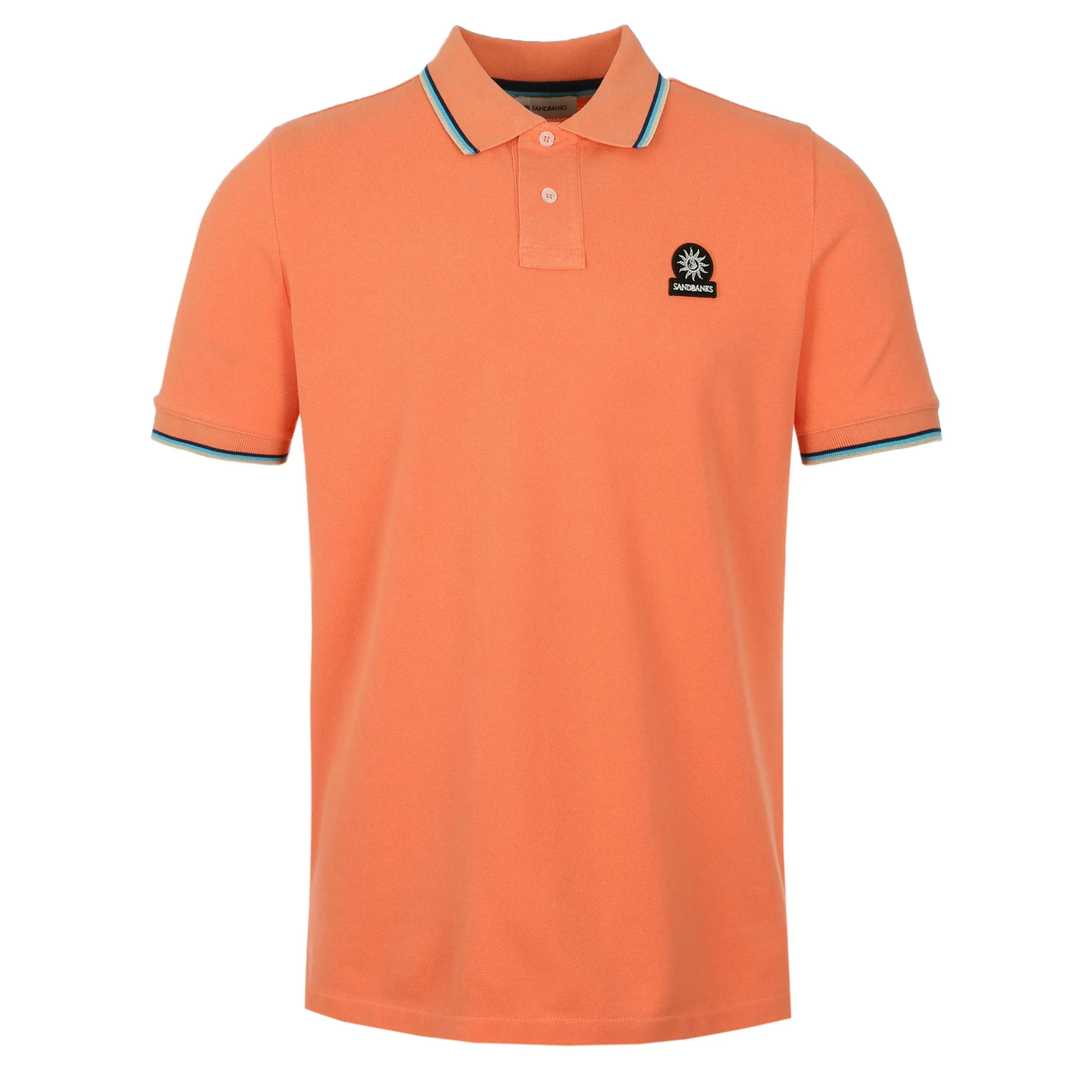 Sandbanks Badge Logo Tipped Polo Shirt in Coral