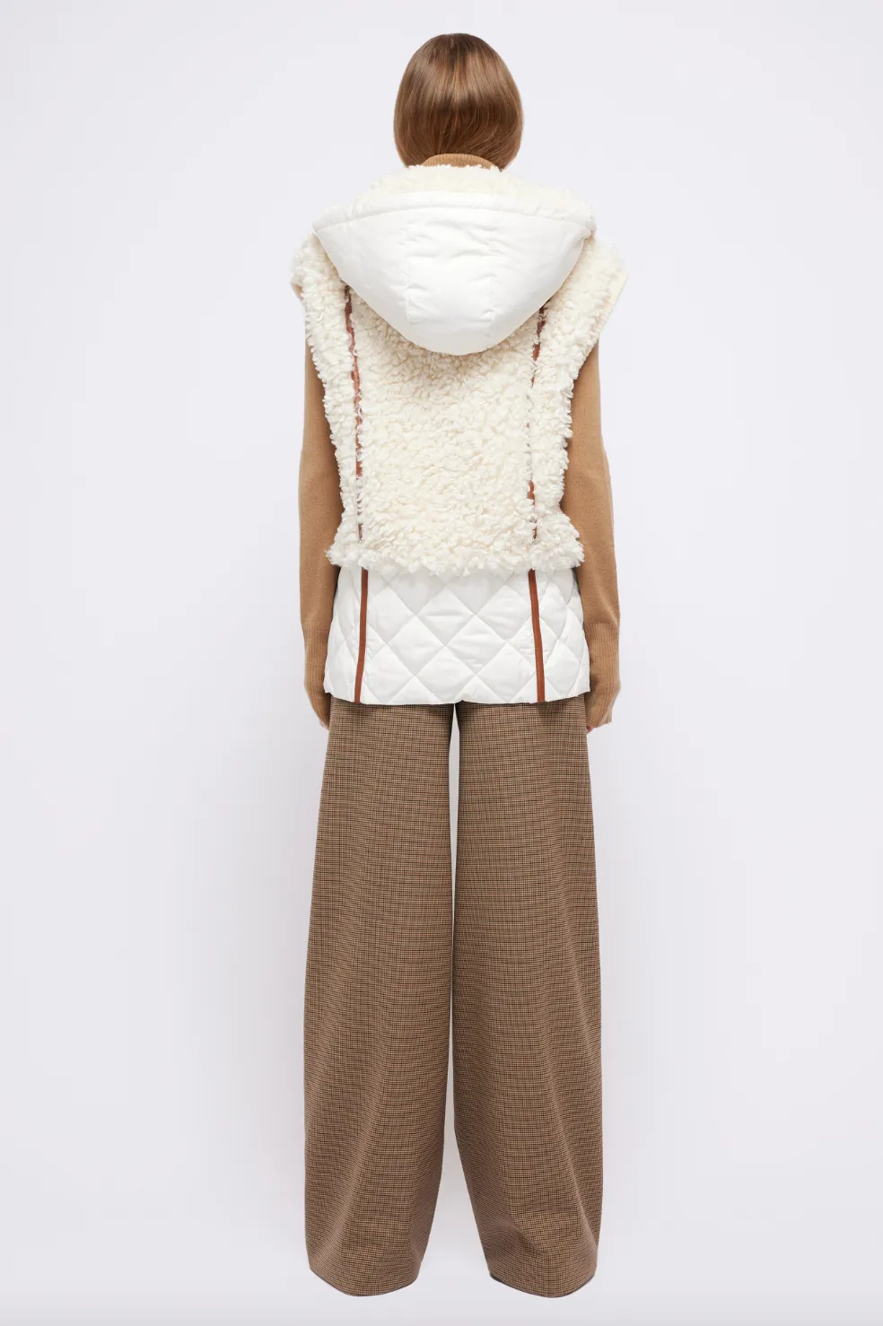 Sarai Shearling Hooded Vest - Eggshell