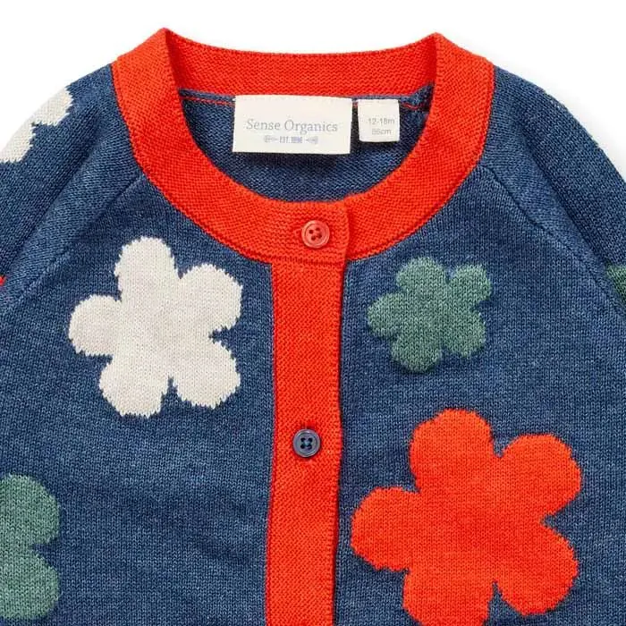 Sense Organics Ova Blue Flowers Knitted Cardigan