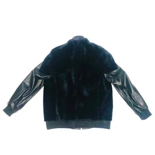 SHEARLING AND LEATHER VARSITY