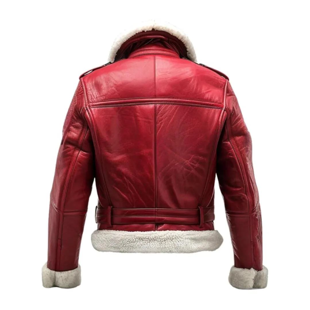 Sheepskin Red Shearling Real Leather Jacket