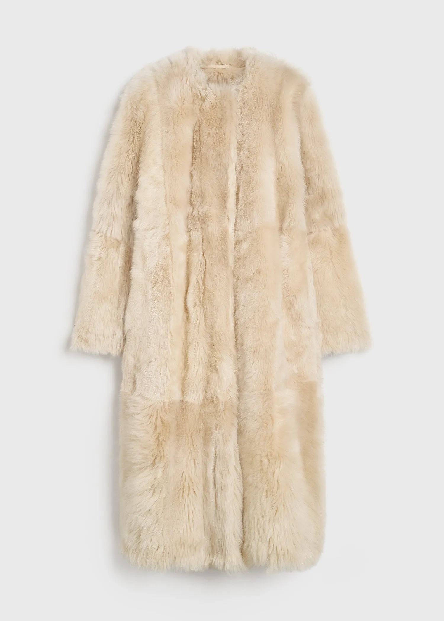 Silky shearling coat eggnog