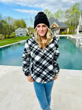 Simply Southern Plaid black and white pullover