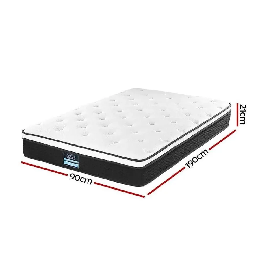 Single Package | Aura Bed Frame With 2 Storage Drawers White & Bonita Pillow Top Mattress (Medium Firm)