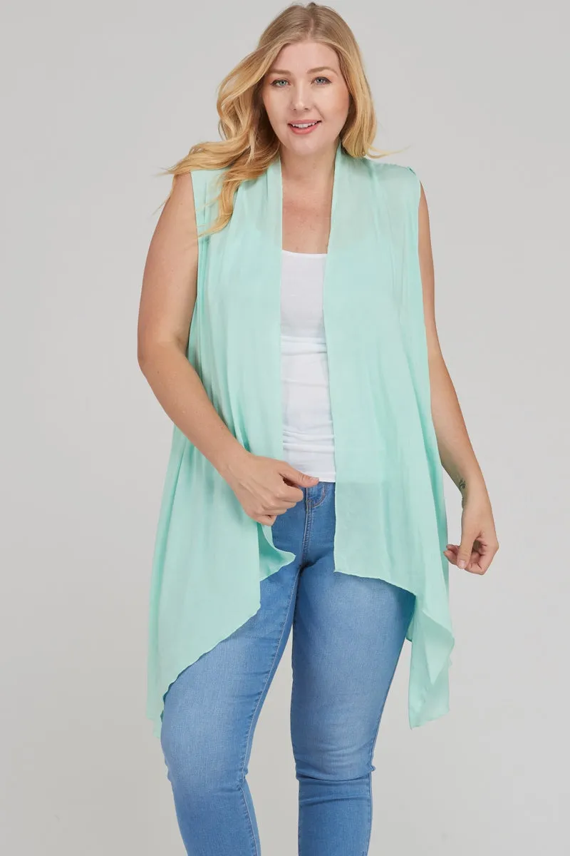 Sleeveless cardigan kimono