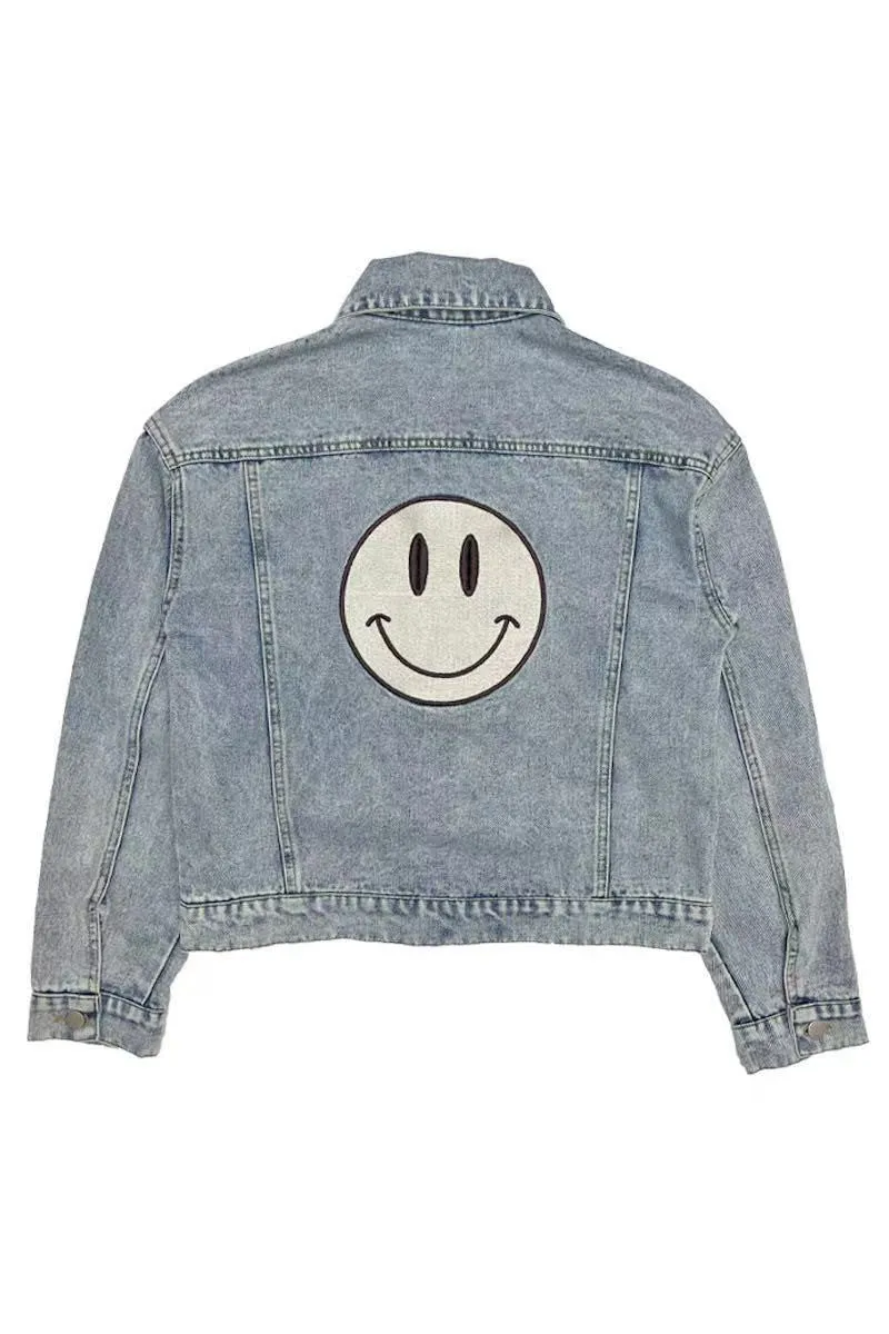 Smile Embroidered Denim Jacket