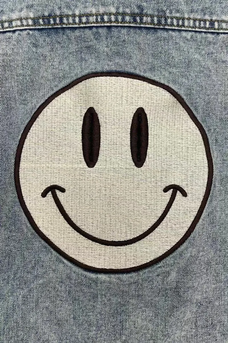 Smile Embroidered Denim Jacket