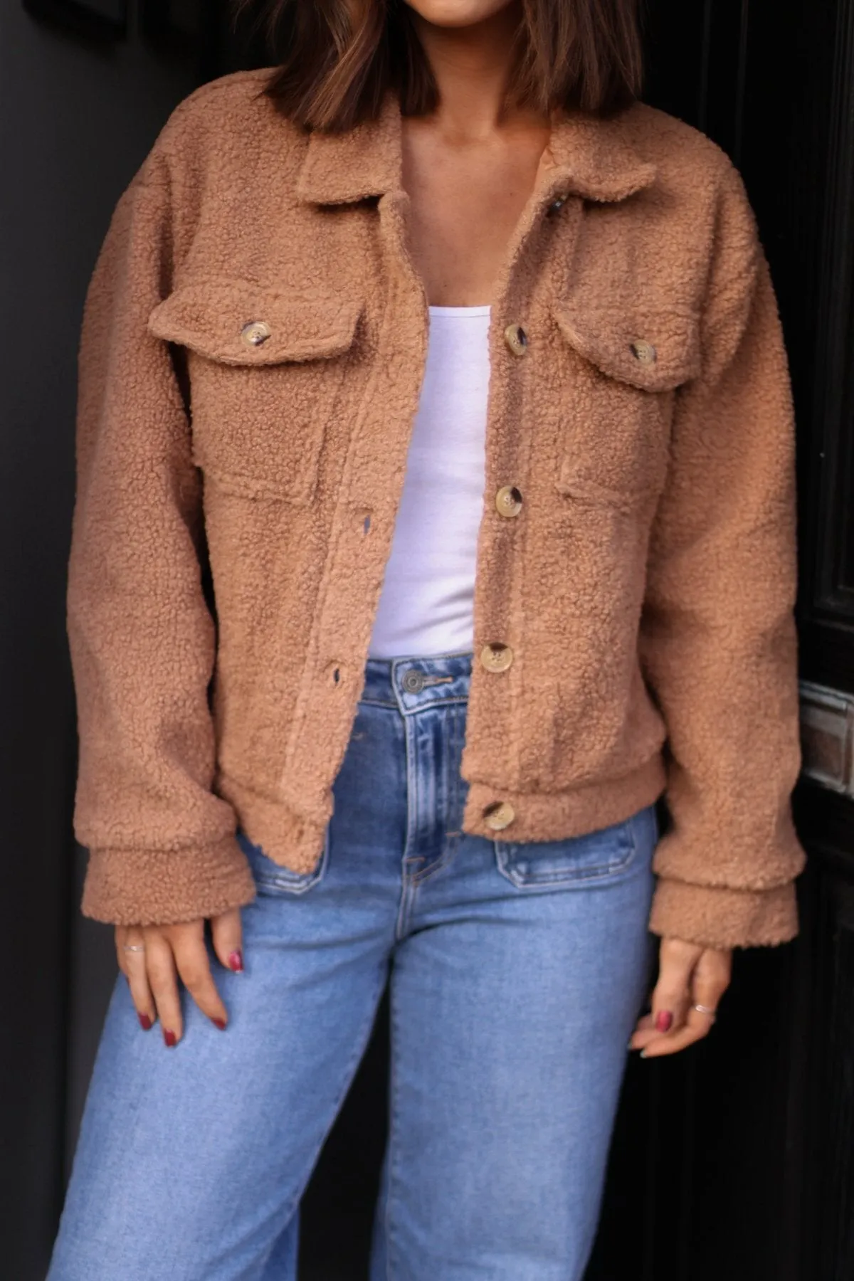 Soft Teddy Sherpa Jacket - Taupe