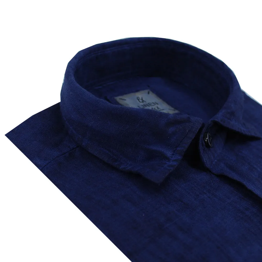 Solid Navy Linen Shirt