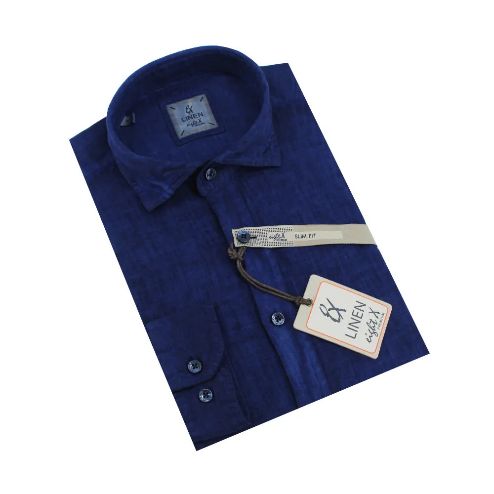 Solid Navy Linen Shirt