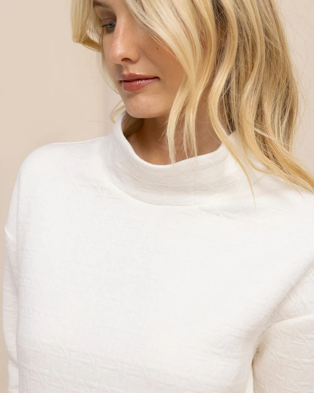 Southern Tide Cordelia Quilted Pullover - Sand White