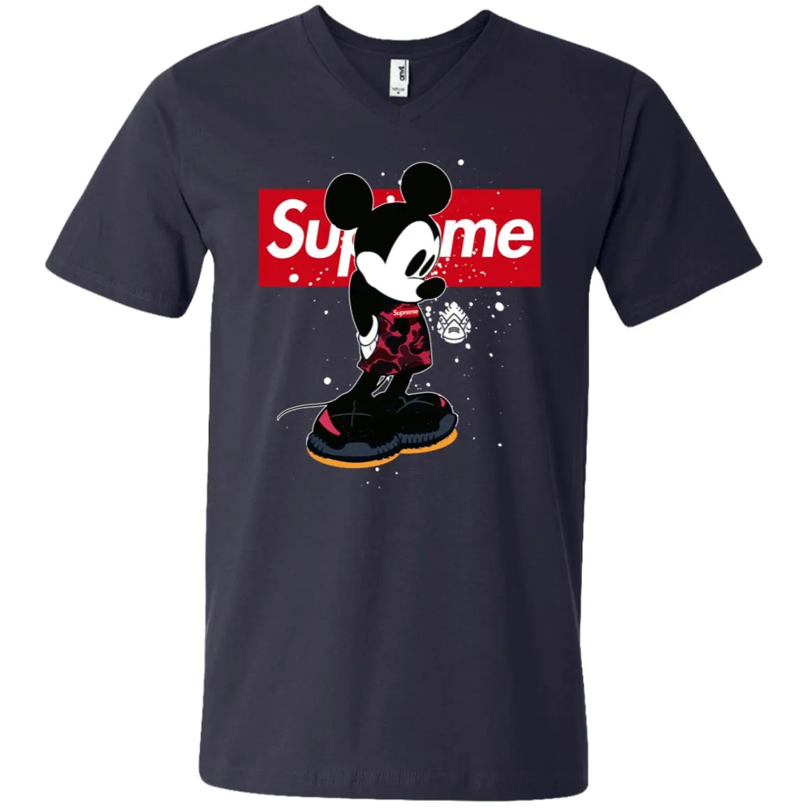 Supreme Mickey Babe Cute Love T-shirt Men V-Neck T-Shirt