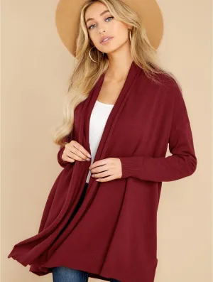 Sweater - Open Front - Burgundy