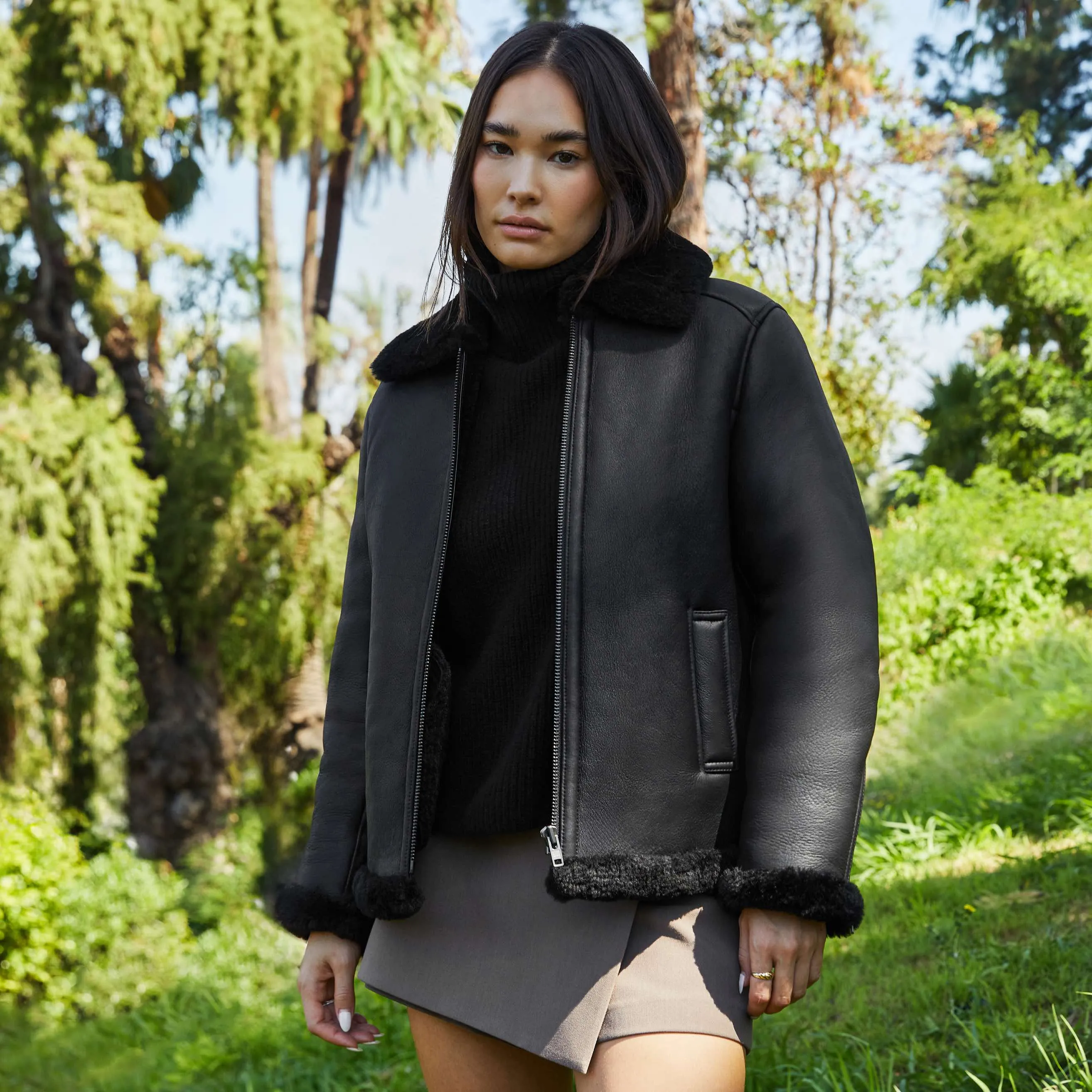 Taylor Lambskin Leather Shearling Jacket