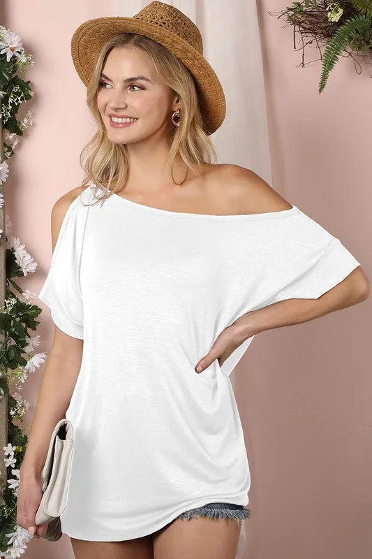 TEEK - One Side Cold Shoulder Drapery Top