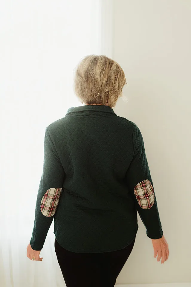 Textured Plaid Trim Pullover