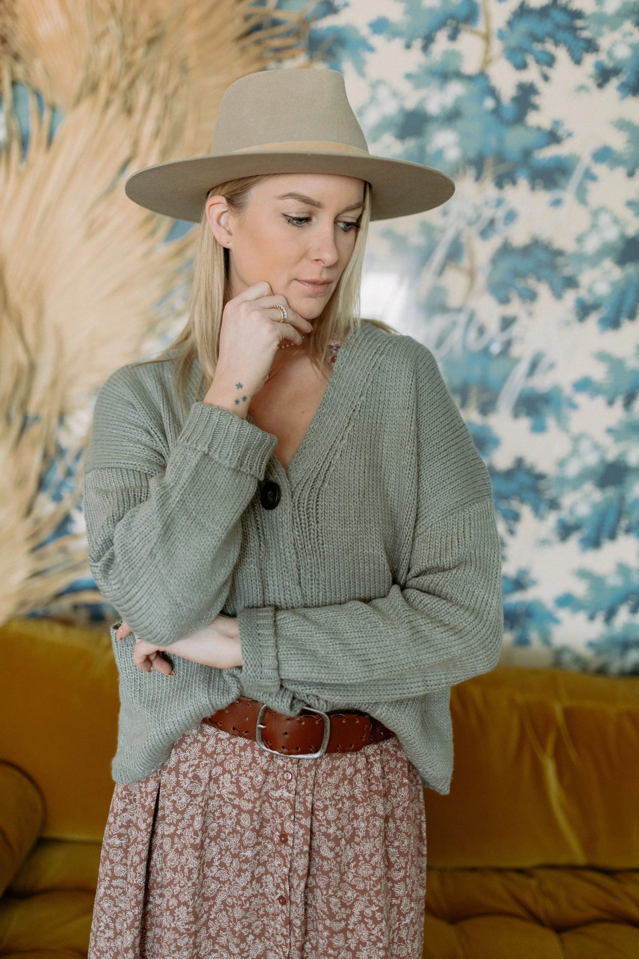 The Ashley Button Cardigan - Desert Sage