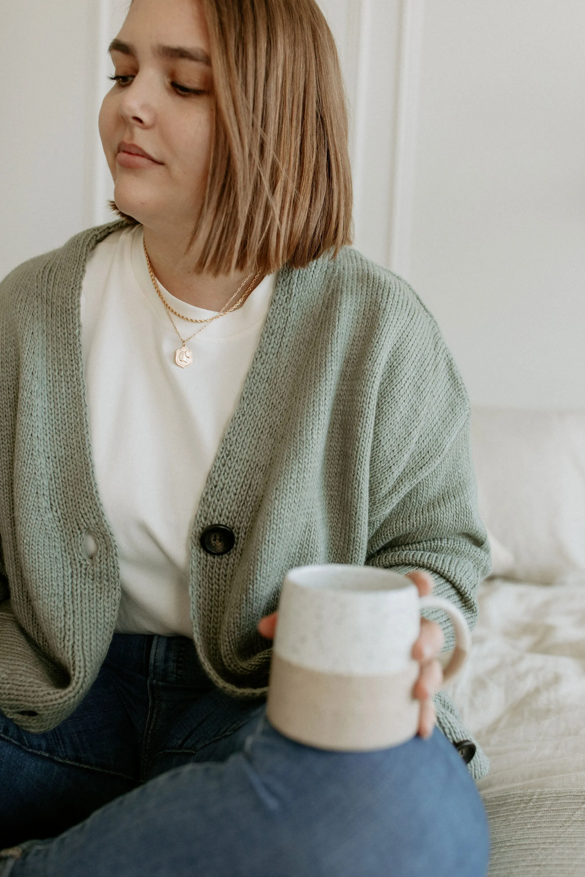 The Ashley Button Cardigan - Desert Sage