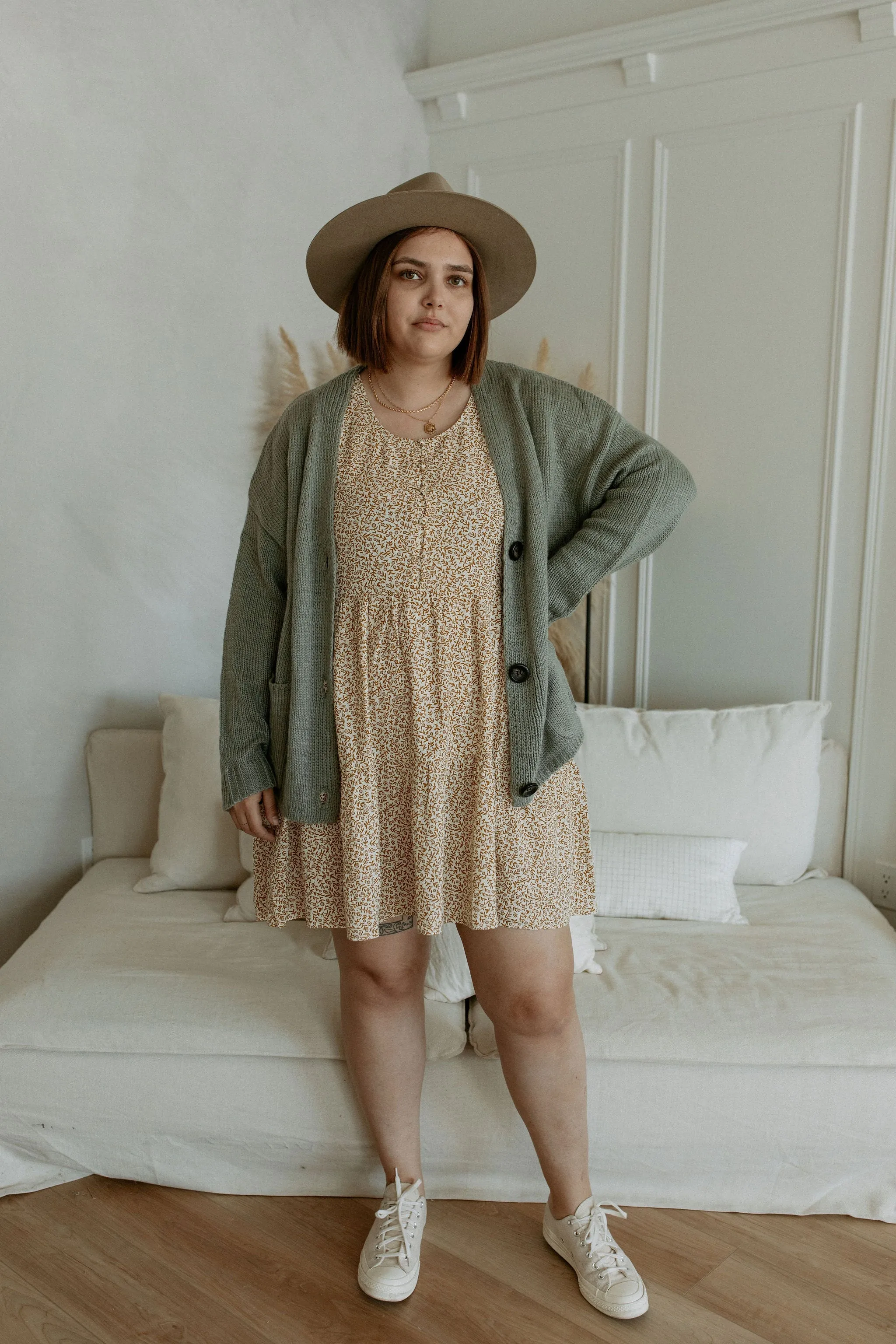 The Ashley Button Cardigan - Desert Sage