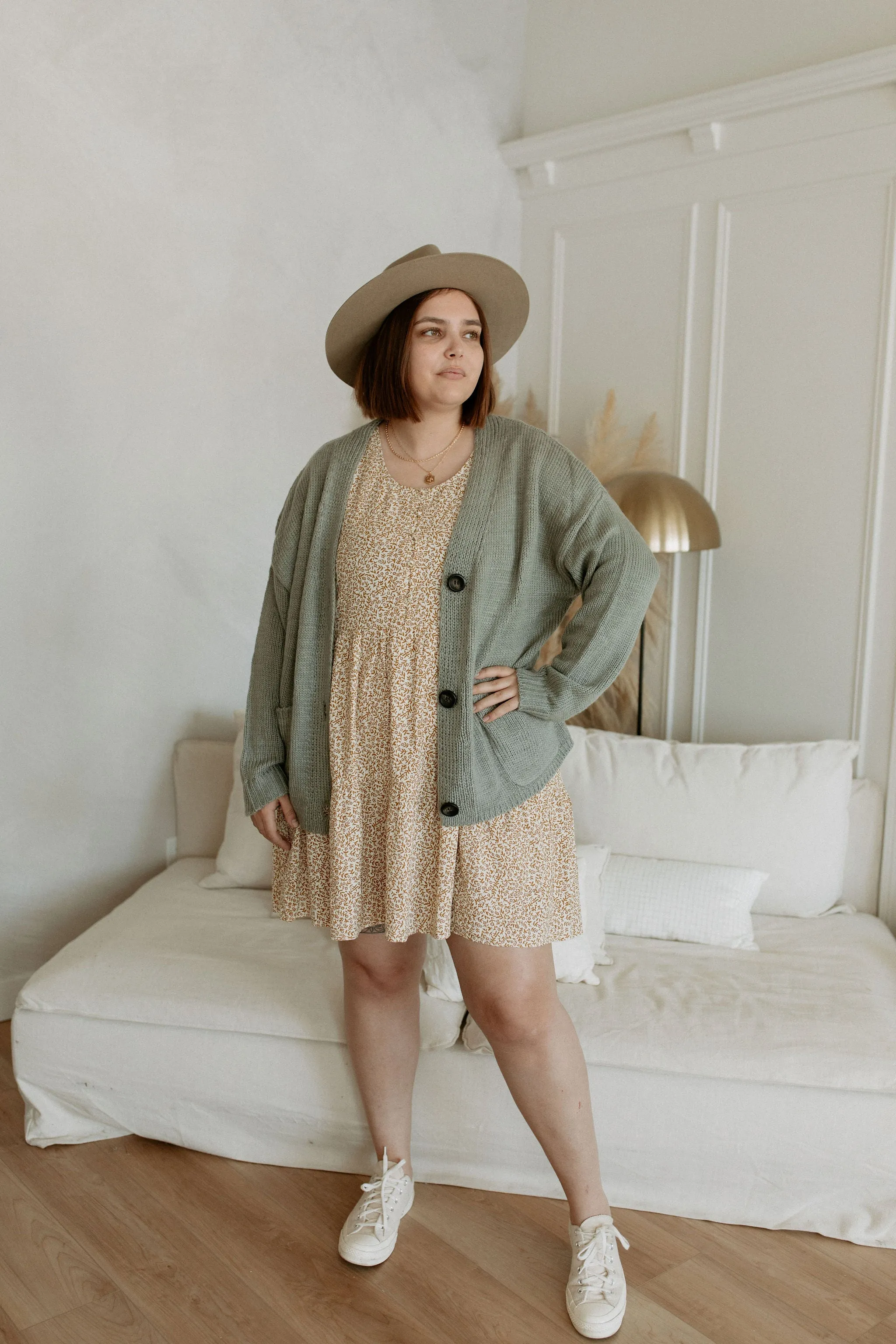 The Ashley Button Cardigan - Desert Sage