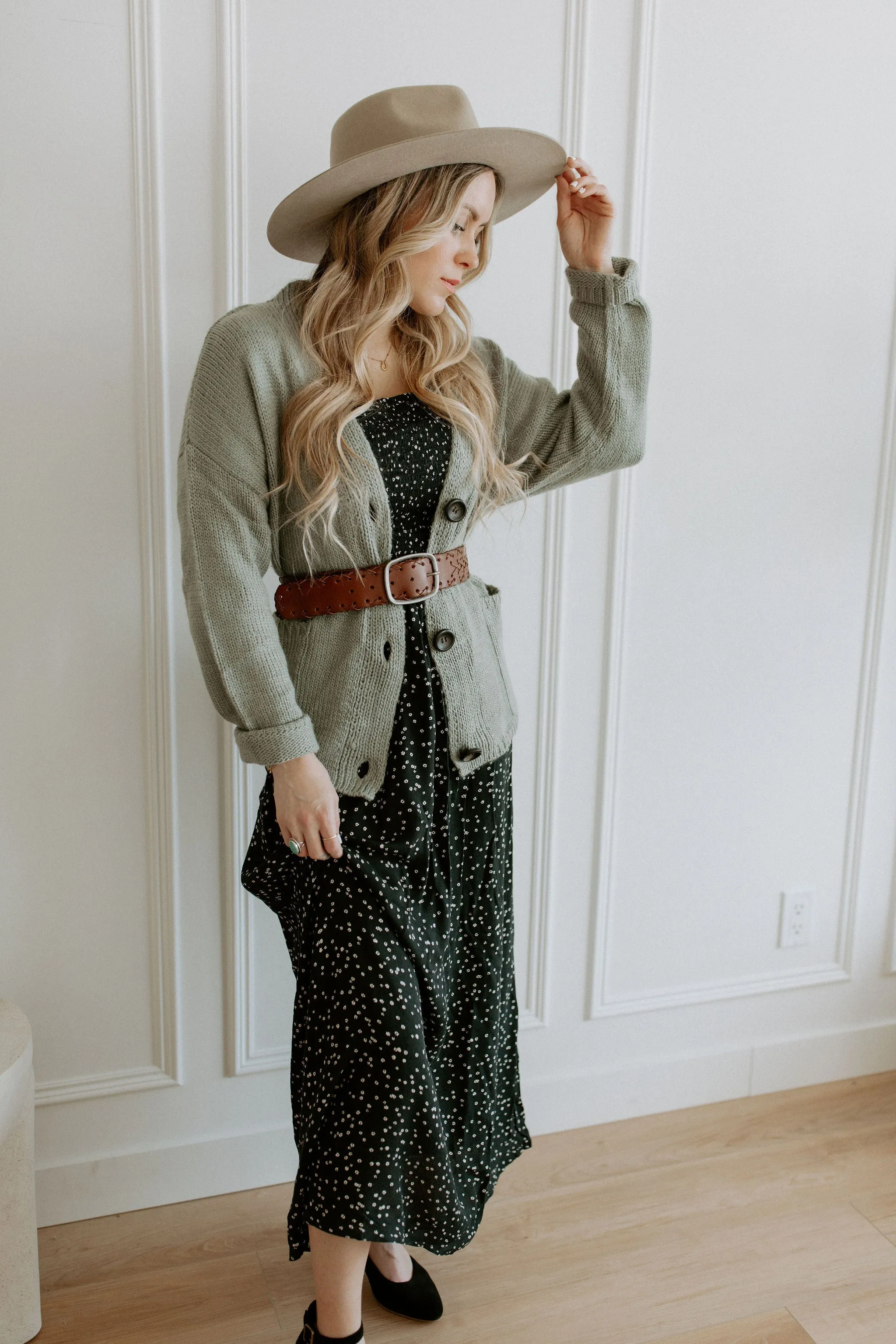 The Ashley Button Cardigan - Desert Sage