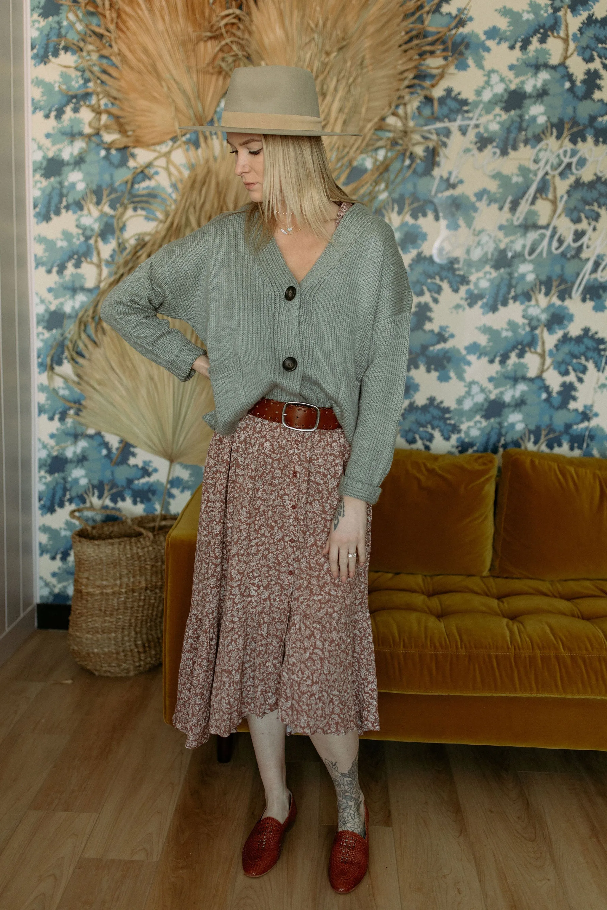 The Ashley Button Cardigan - Desert Sage