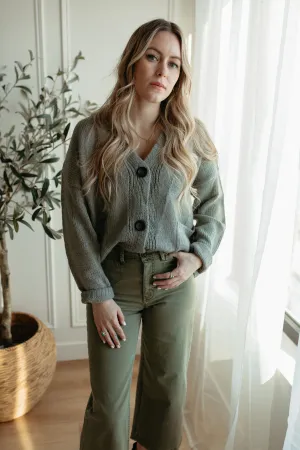 The Ashley Button Cardigan - Desert Sage