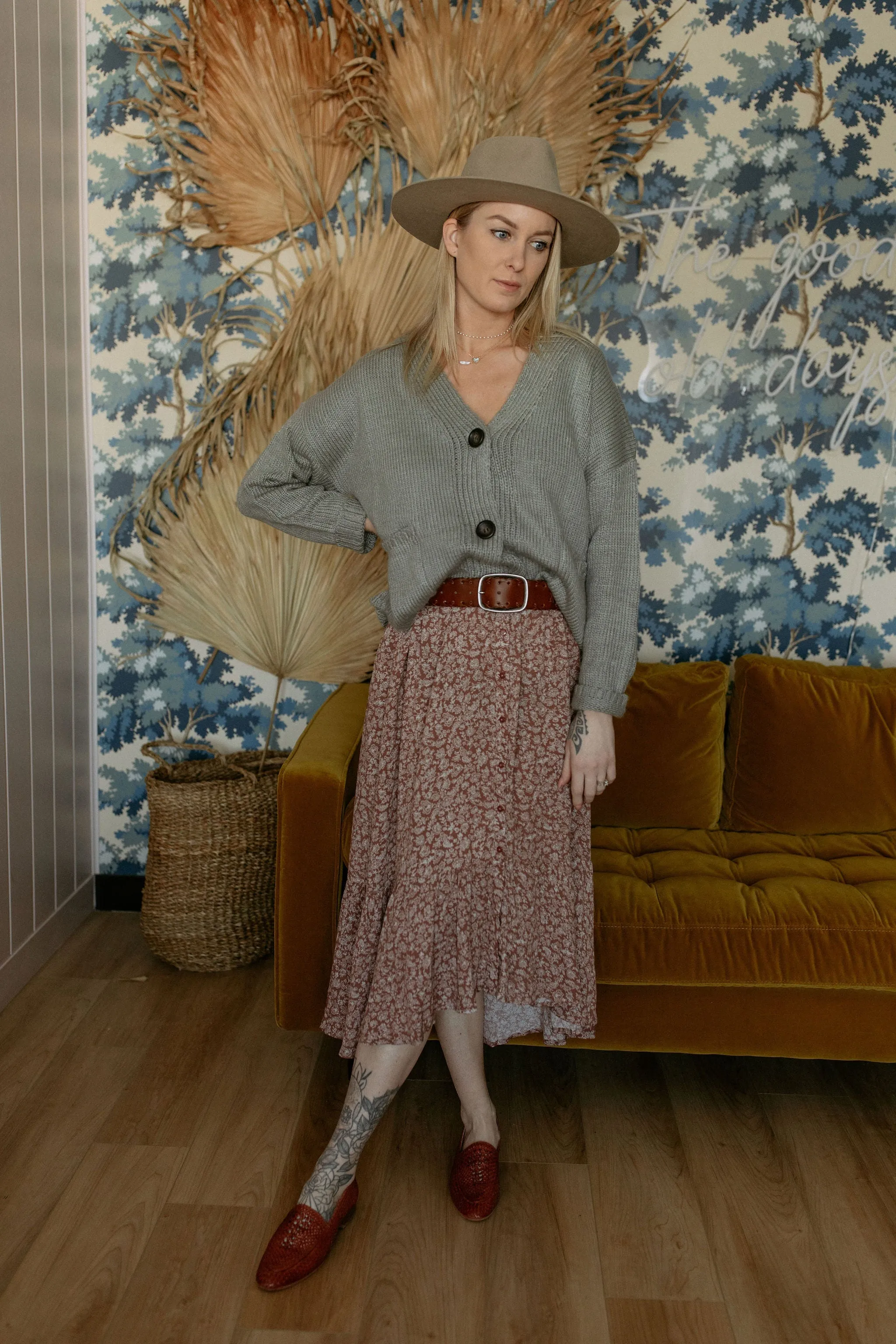 The Ashley Button Cardigan - Desert Sage