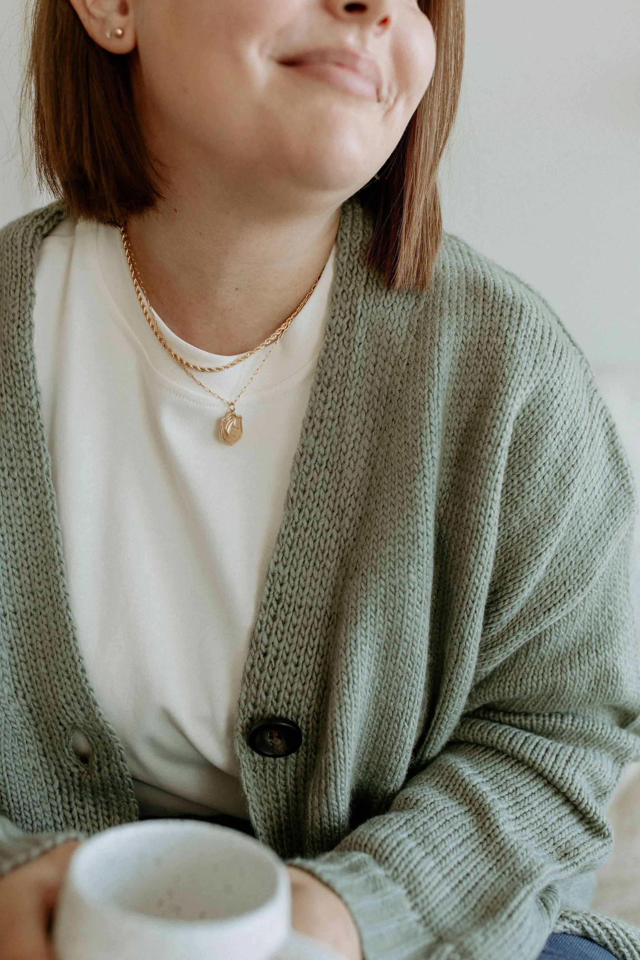 The Ashley Button Cardigan - Desert Sage