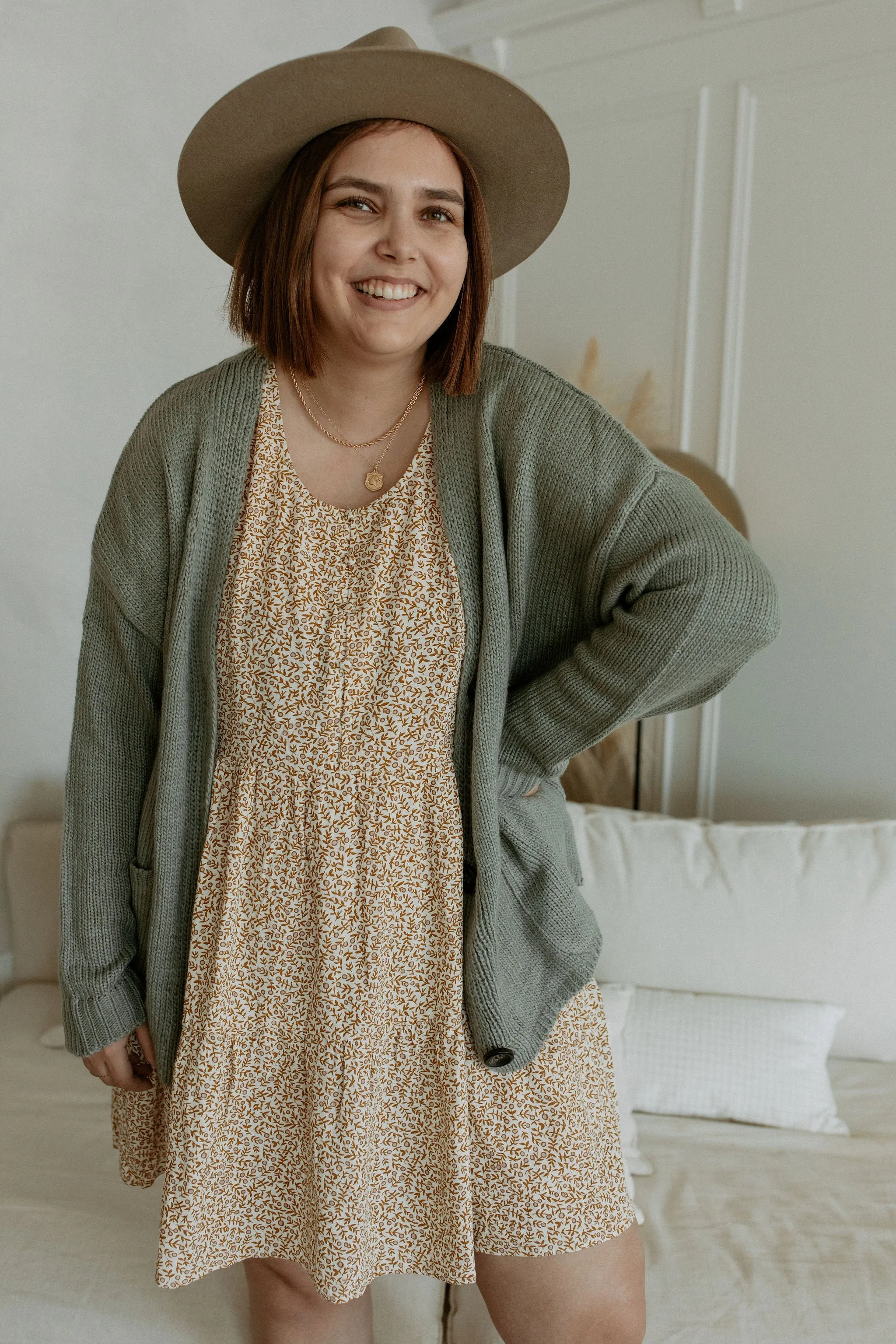 The Ashley Button Cardigan - Desert Sage