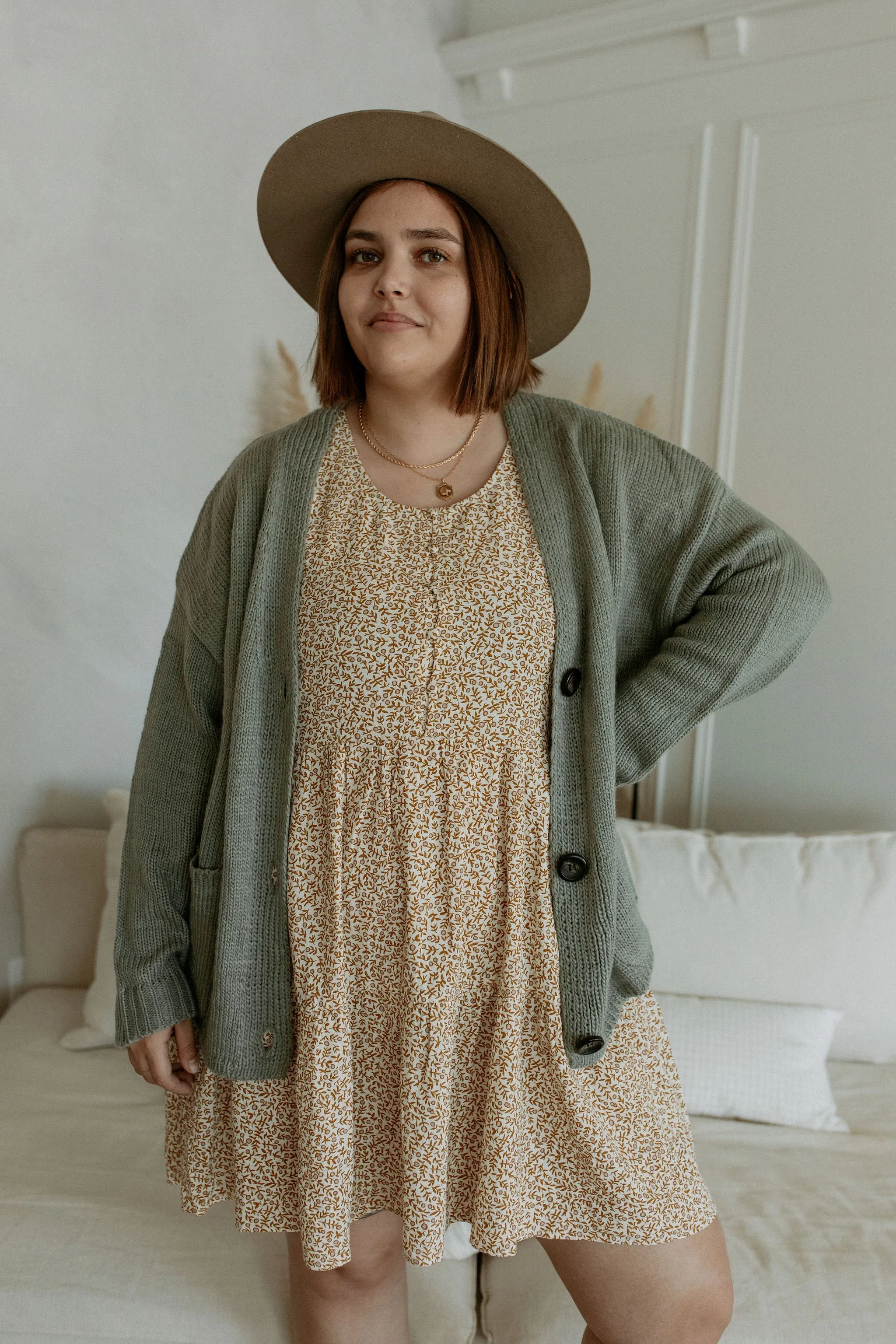 The Ashley Button Cardigan - Desert Sage