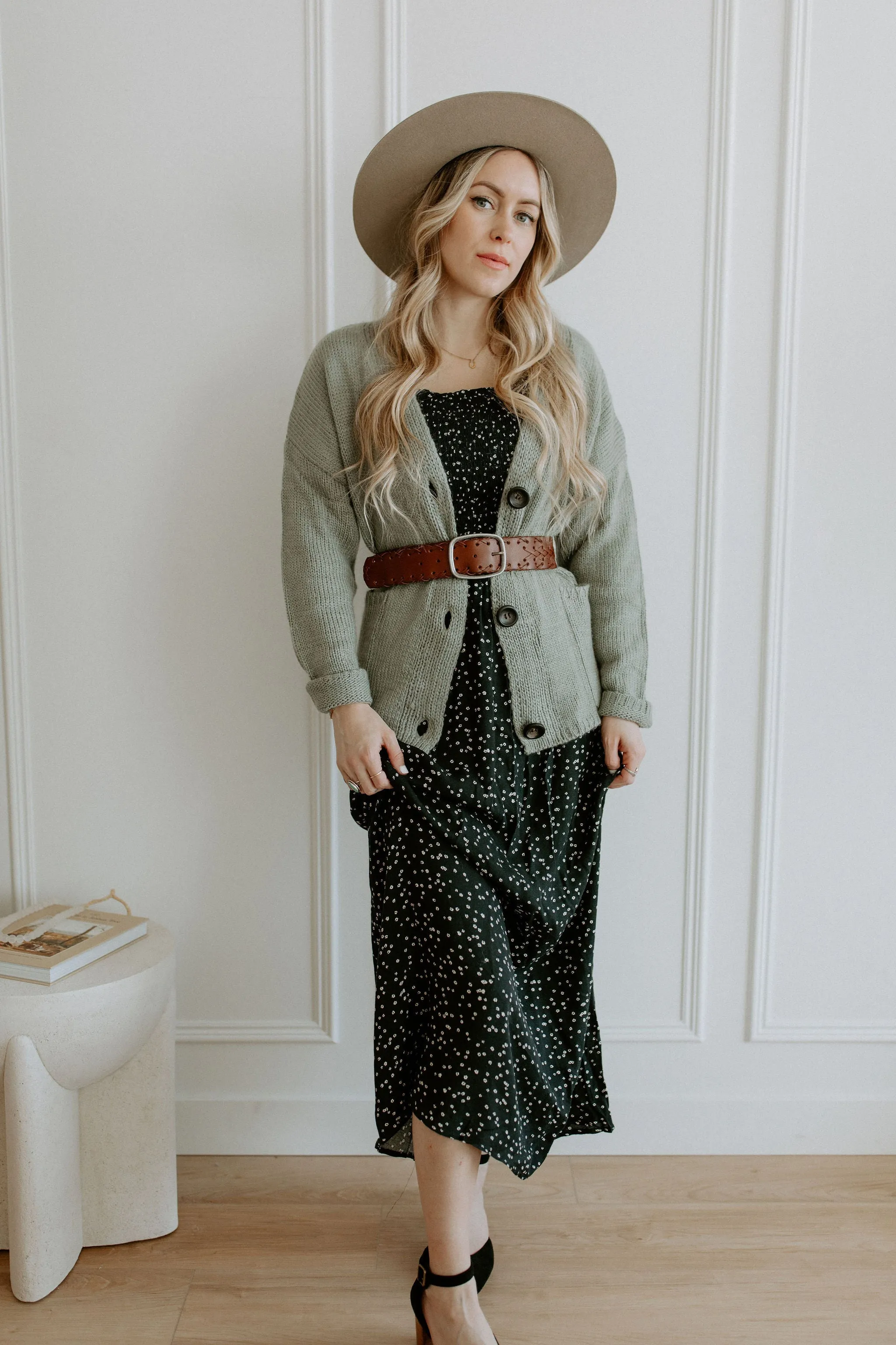 The Ashley Button Cardigan - Desert Sage