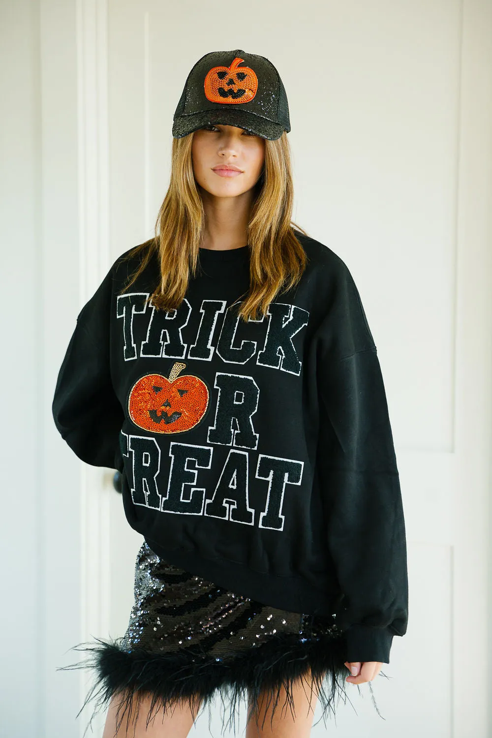 TRICK OR TREAT PUMPKIN BLACK PULLOVER