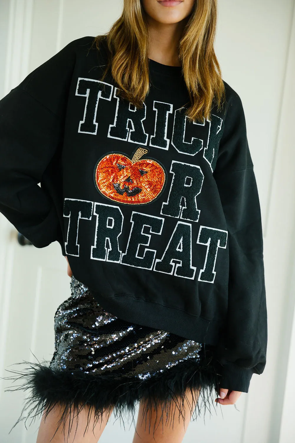 TRICK OR TREAT PUMPKIN BLACK PULLOVER