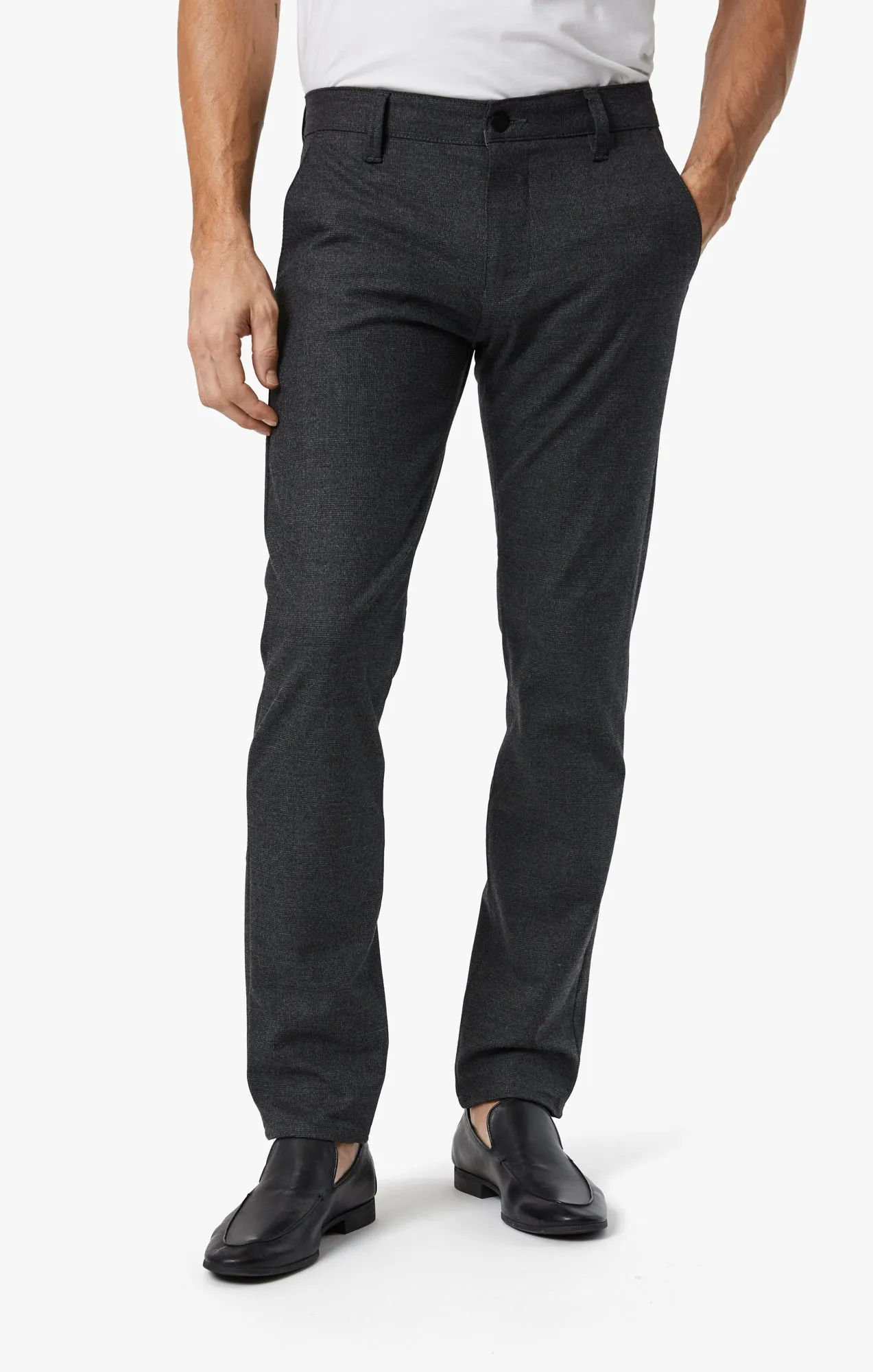 Verona Slim Leg Chino Pants In Smoke Elite Check