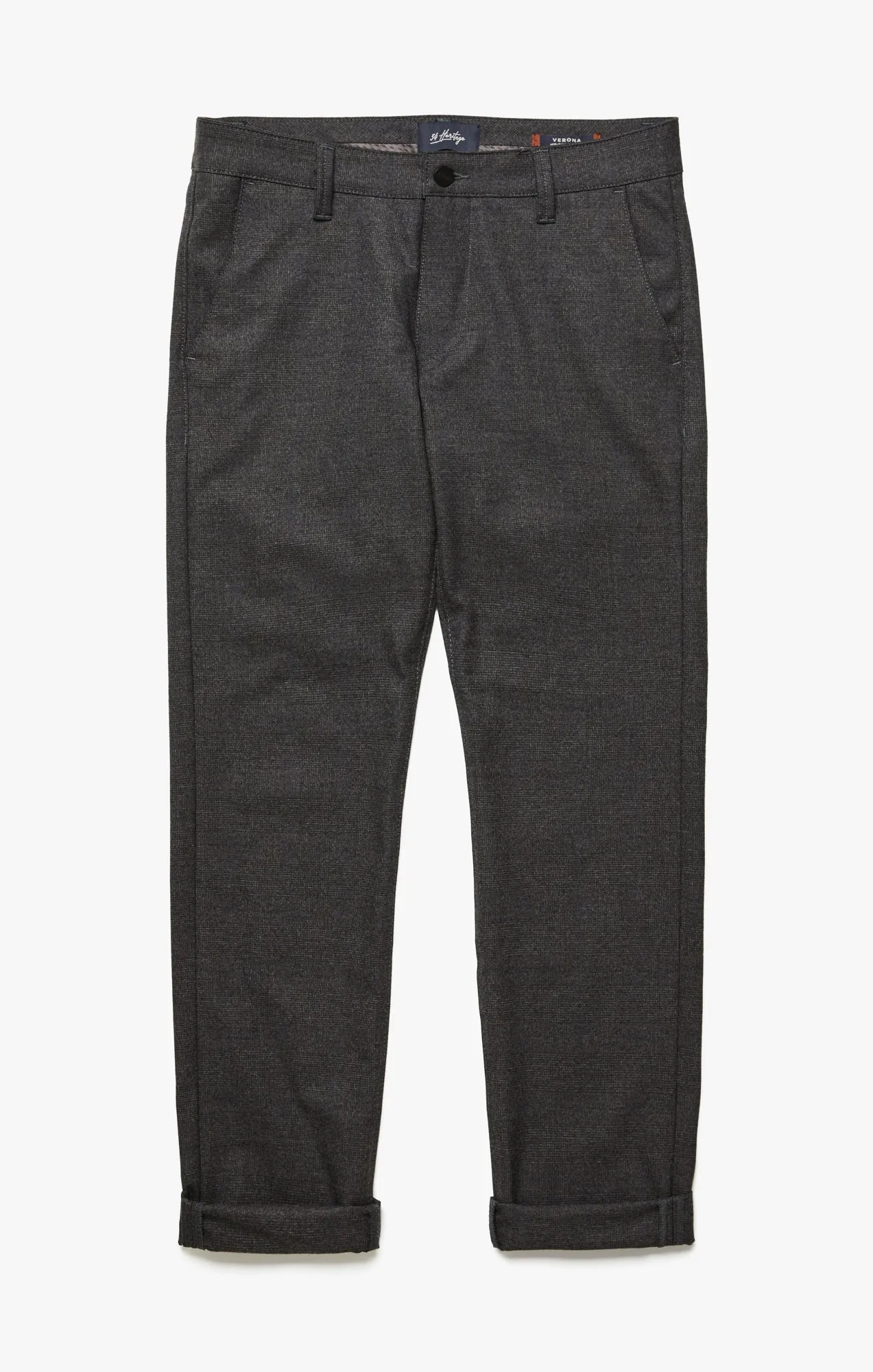 Verona Slim Leg Chino Pants In Smoke Elite Check