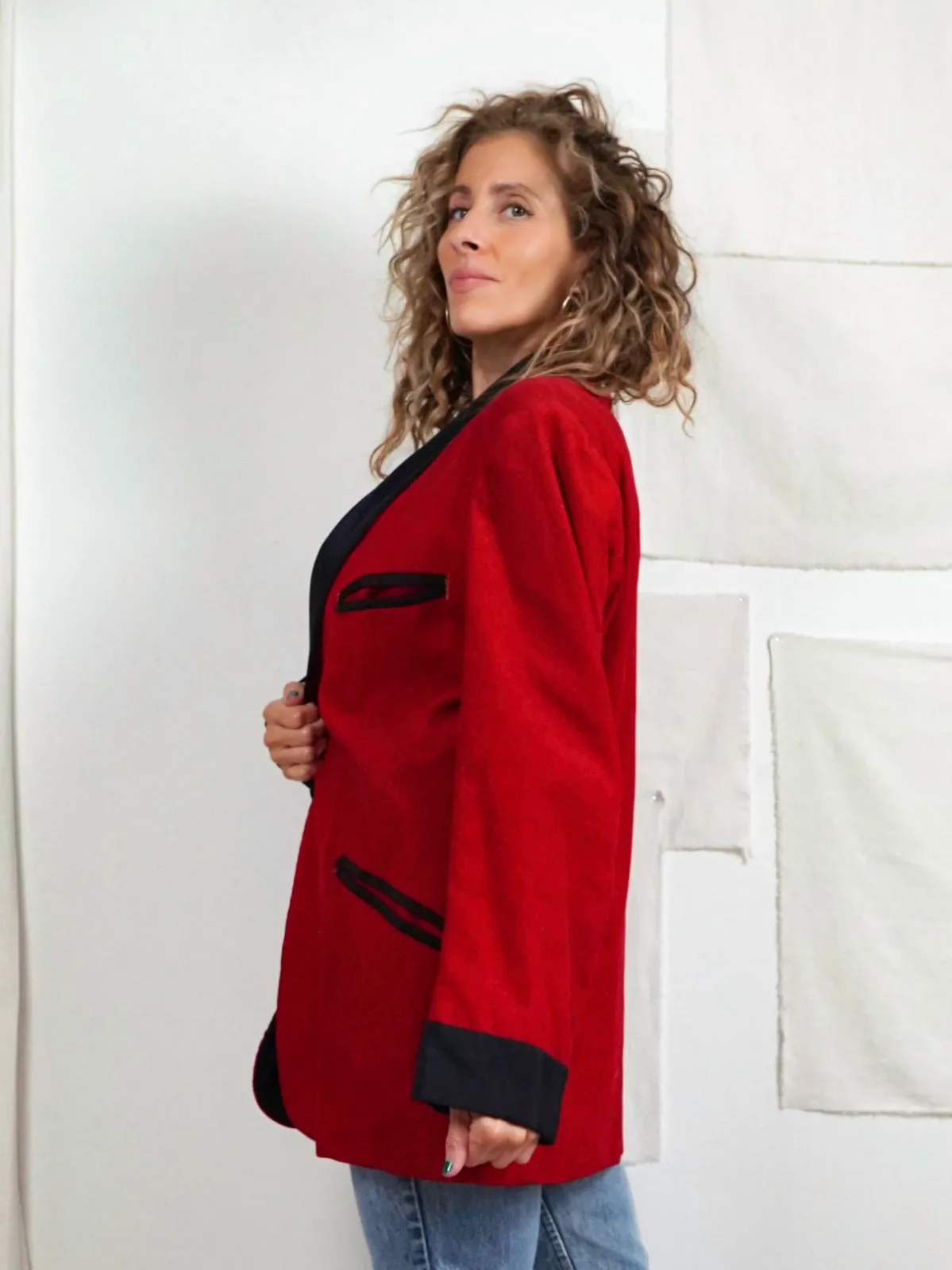 Vintage 50's Ruby Red Smoking Jacket