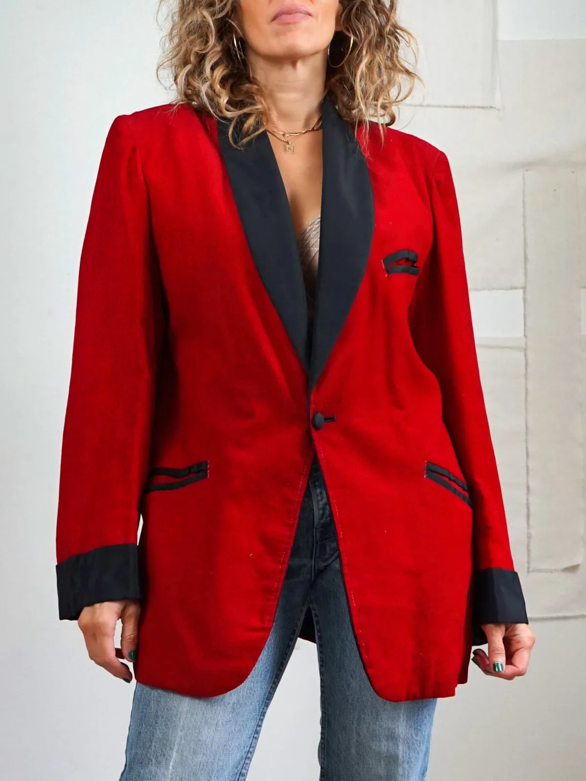 Vintage 50's Ruby Red Smoking Jacket