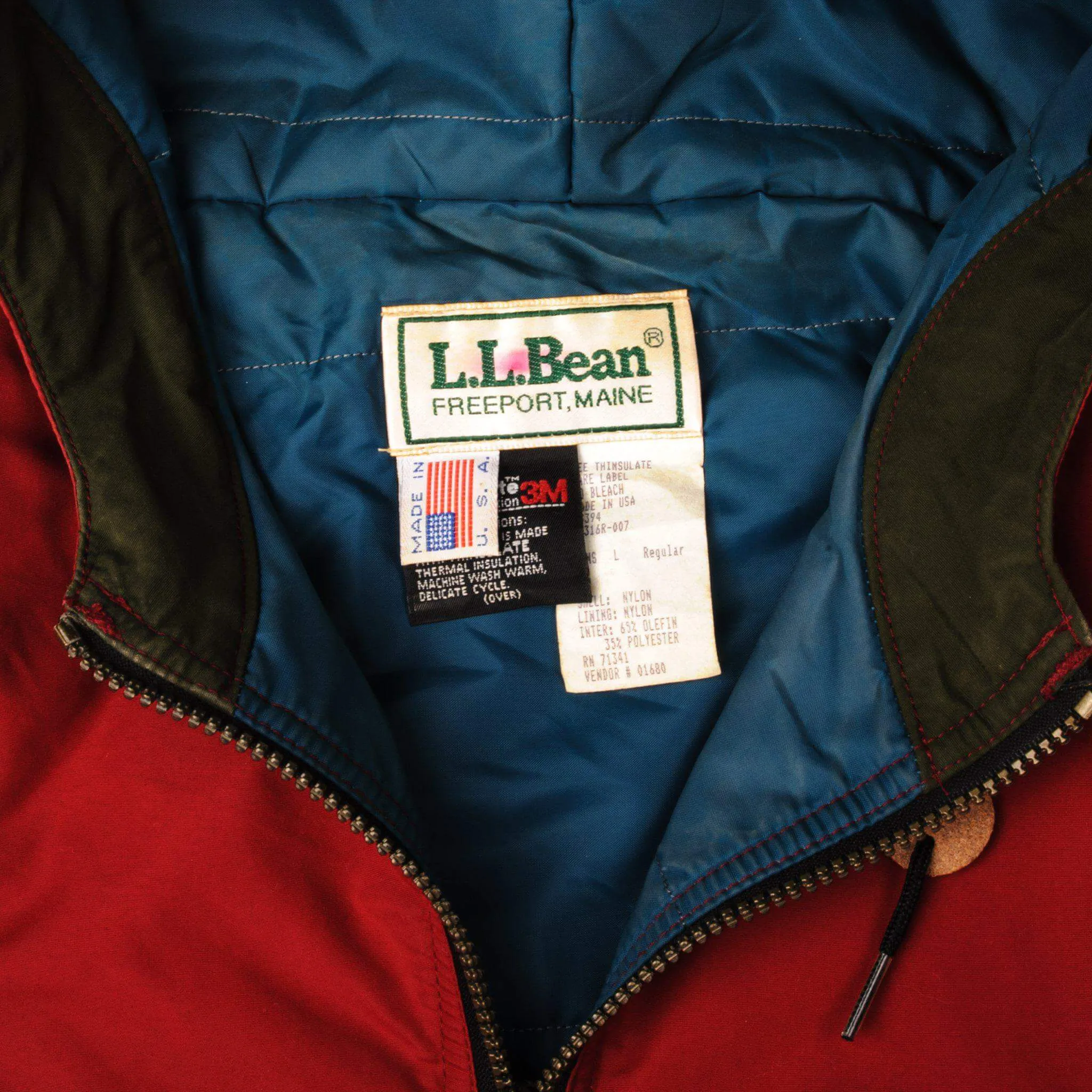 VINTAGE LL BEAN HOODED JACKET SIZE LARGE MADE IN USA