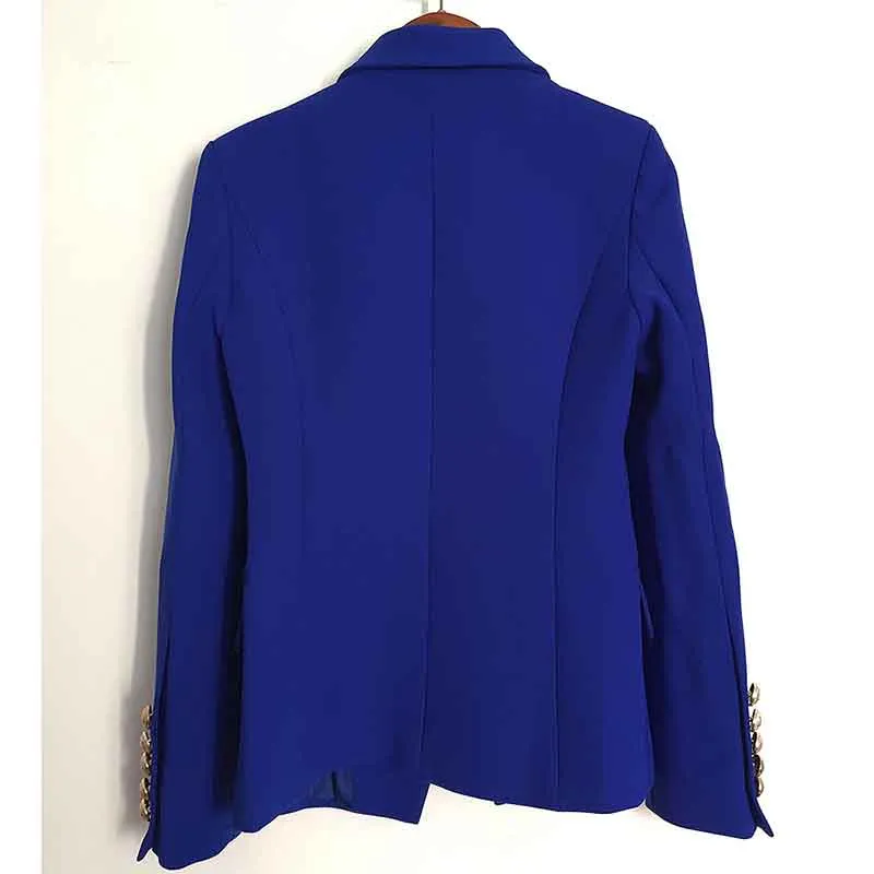 Women Royal Blue Coat Long Sleeves blazer jackets Double Breasted Coat