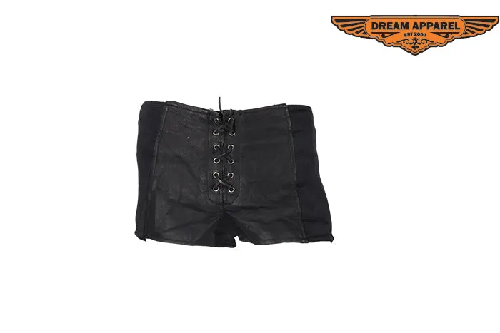 Women Shorts laces on front, zipper back