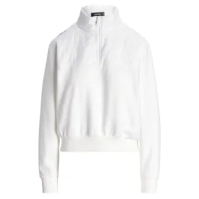 Womens Quilted-Panel Fleece Pullover Ceramic White - SS24