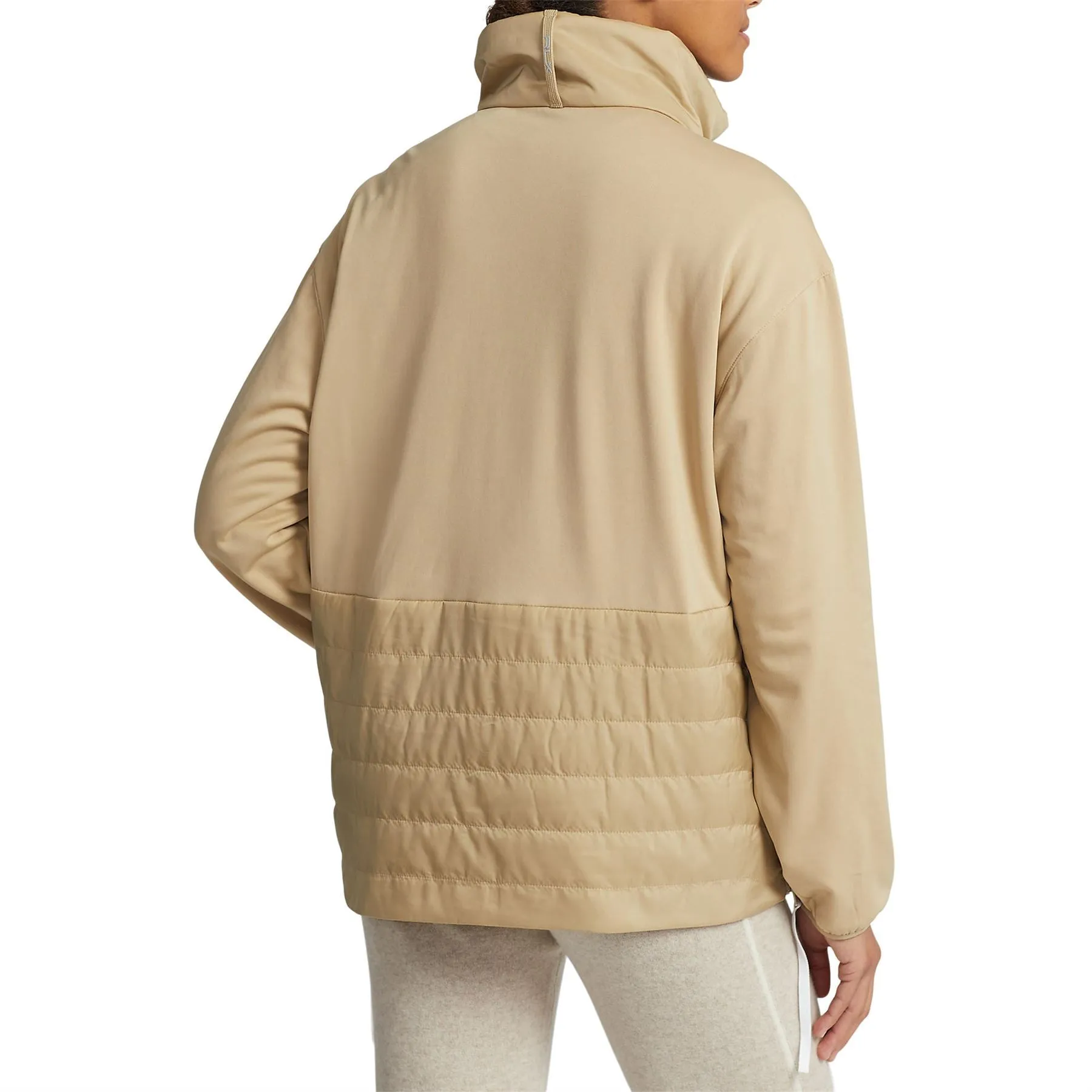 Womens Quilted-Panel Hybrid Pullover Classic Khaki/Pure White - SS23