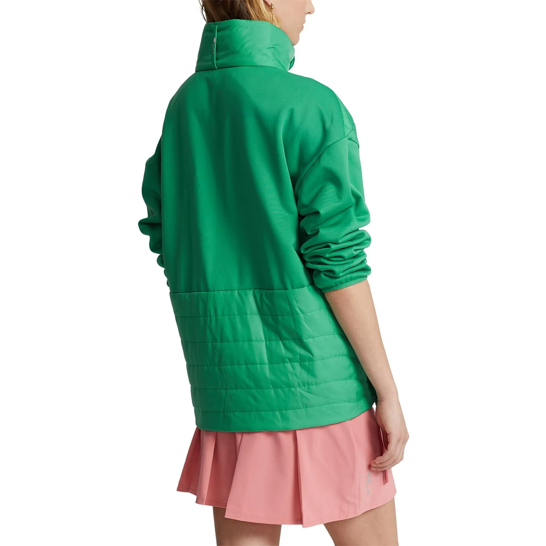 Womens Quilted-Panel Hybrid Pullover Raft Green/Desert Rose - SS23