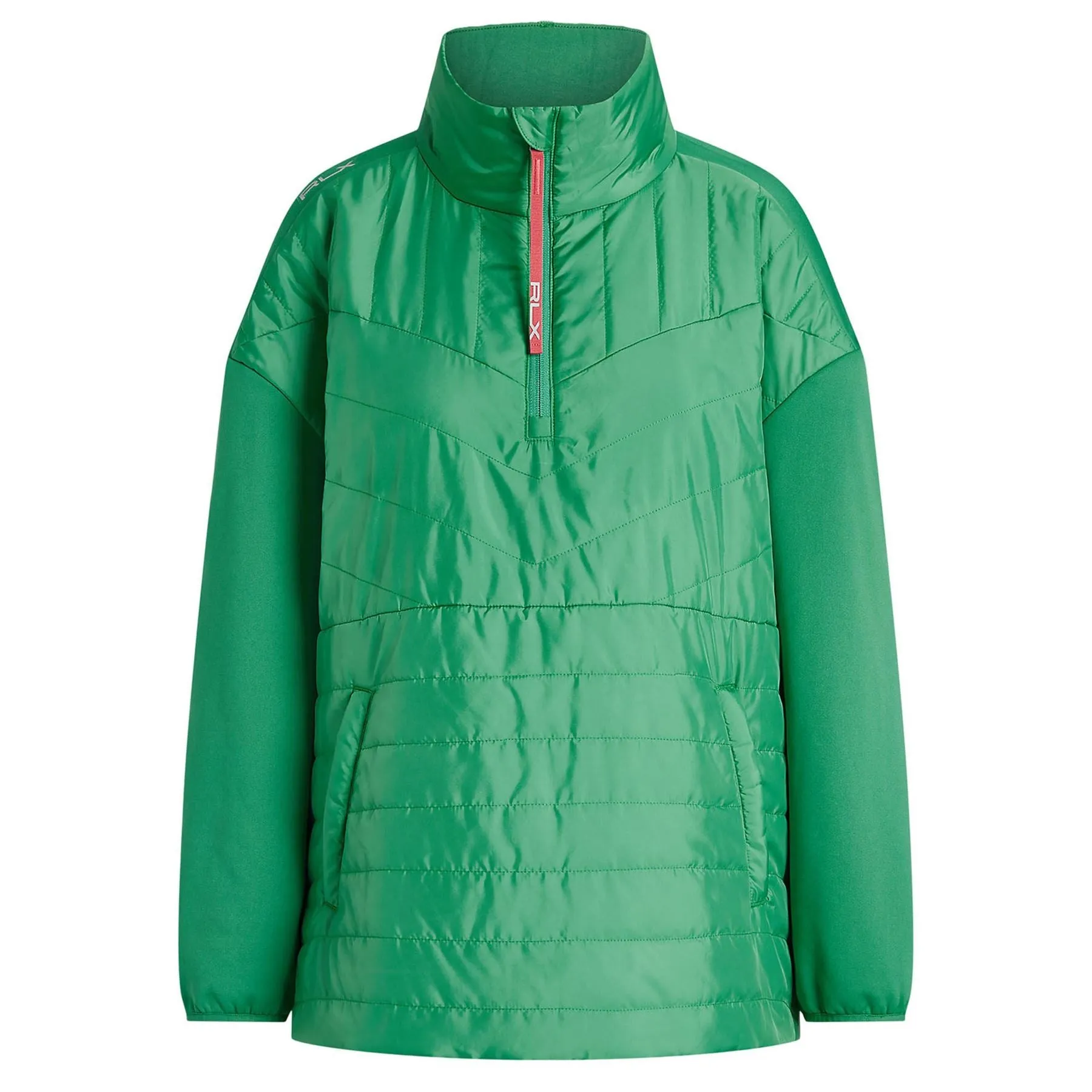 Womens Quilted-Panel Hybrid Pullover Raft Green/Desert Rose - SS23