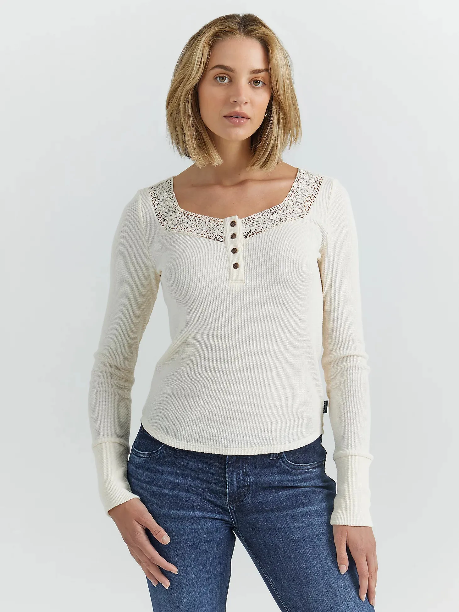 Women's Wrangler Retro Cream Henley Shirt