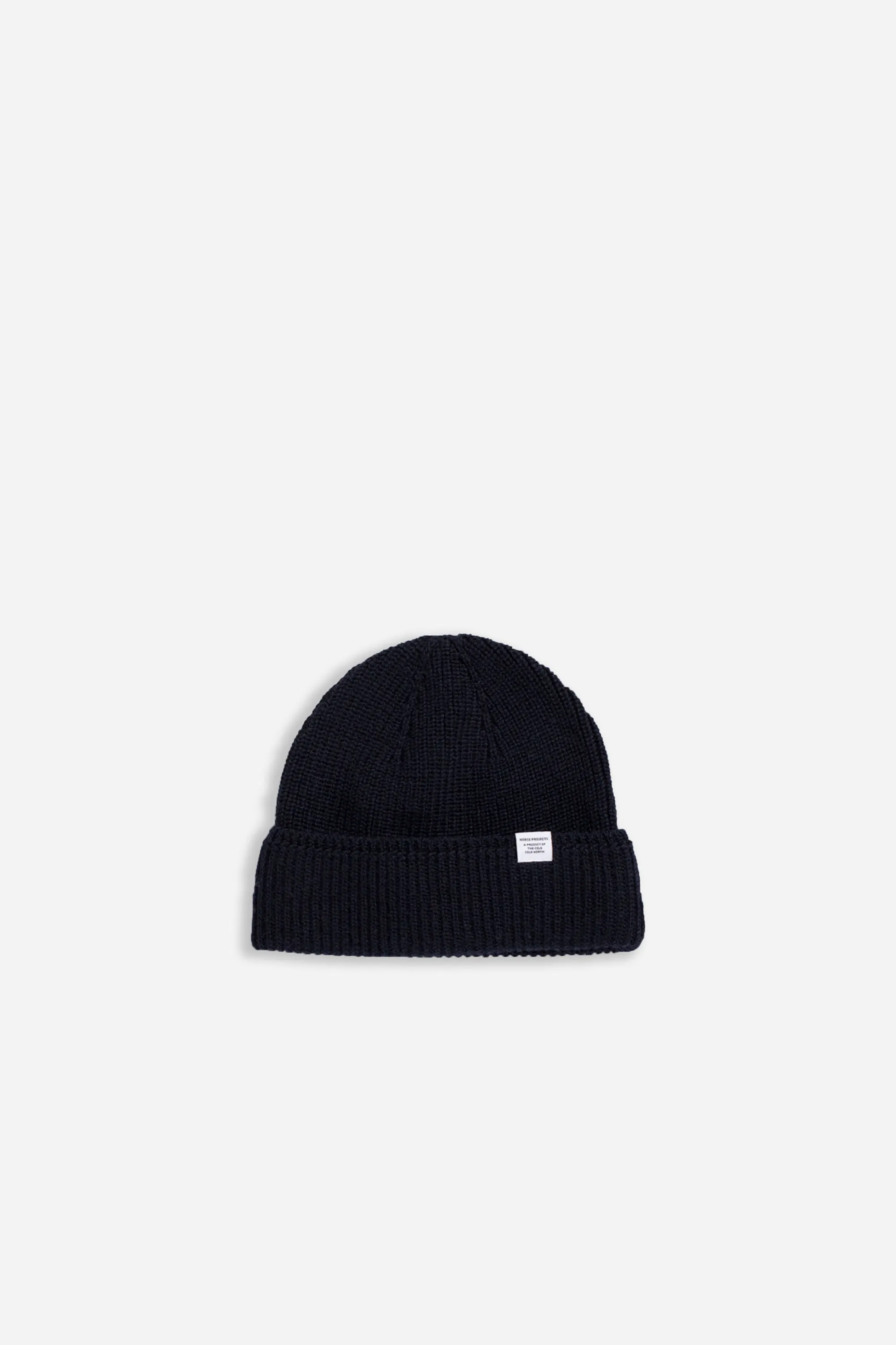 Wool Cotton Rib Beanie Dark Navy